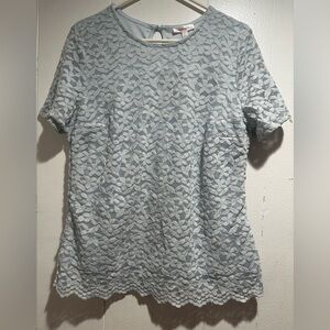Chic Lace Floral Blouse - Light Gray